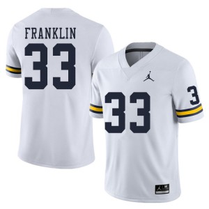 Men University of Michigan #33 Leon Franklin White Stitched Jerseys 220801-164