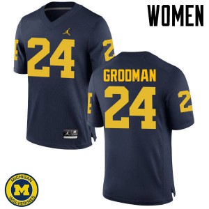 Women Michigan Wolverines #24 Louis Grodman Navy Stitch Jersey 994145-964