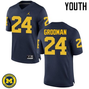 Youth Michigan Wolverines #24 Louis Grodman Navy College Jerseys 361007-273