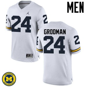 Mens Michigan Wolverines #24 Louis Grodman White Alumni Jerseys 264316-474