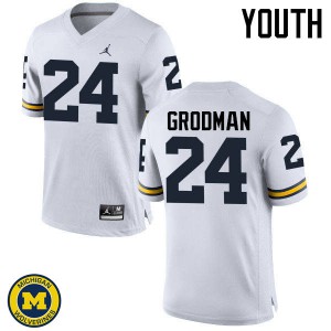 Youth Michigan Wolverines #24 Louis Grodman White Player Jerseys 274745-225