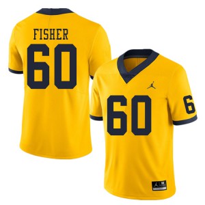 Men Wolverines #60 Luke Fisher Yellow Stitch Jersey 264867-402