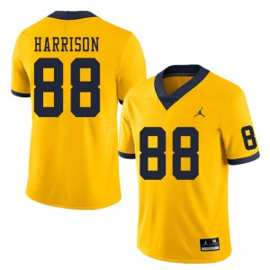 Men's Wolverines #88 Mathew Harrison Yellow College Jersey 913493-405