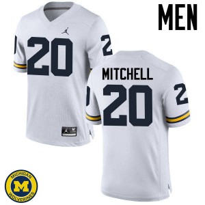 Men's University of Michigan #20 Matt Mitchell White College Jerseys 410997-354