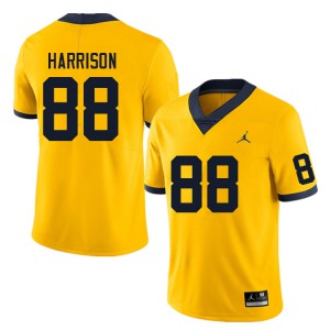 Men University of Michigan #88 Matthew Harrison Yellow Embroidery Jersey 849130-524