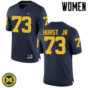 Women Michigan #73 Maurice Hurst Jr Navy Football Jerseys 326079-855