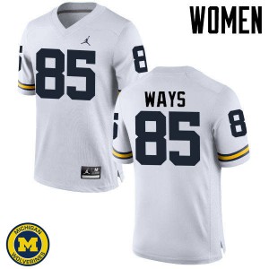 Women University of Michigan #85 Maurice Ways White Embroidery Jersey 410485-502