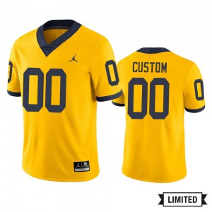 Mens Wolverines #00 Custom Yellow Jordan Brand Stitch Jerseys 167657-779