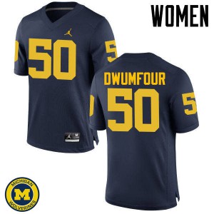 Women University of Michigan #50 Michael Dwumfour Navy Official Jerseys 331685-184