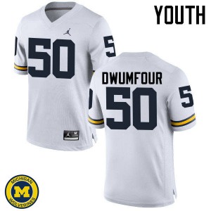 Youth Michigan #50 Michael Dwumfour White Embroidery Jersey 194509-251