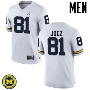 Men's Wolverines #81 Michael Jocz White University Jersey 883402-967