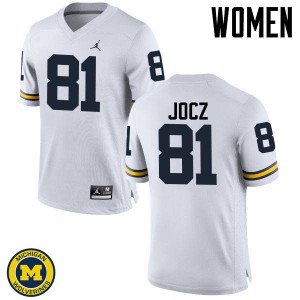 Womens Michigan #81 Michael Jocz White Stitched Jerseys 319244-610