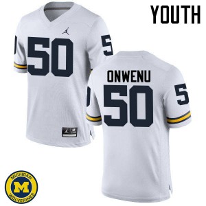 Youth Michigan #50 Michael Onwenu White High School Jersey 695417-856