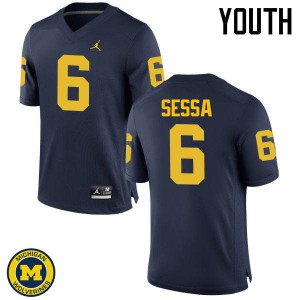 Youth Wolverines #6 Michael Sessa Navy Football Jerseys 142746-626