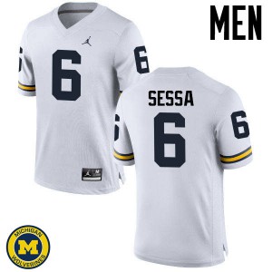 Mens University of Michigan #6 Michael Sessa White Stitch Jerseys 374071-241