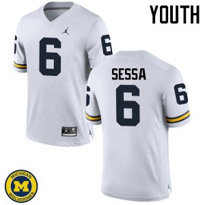 Youth Michigan #6 Michael Sessa White Official Jersey 867441-612