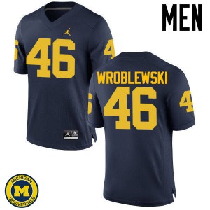 Men's Michigan #46 Michael Wroblewski Navy Player Jerseys 336892-866
