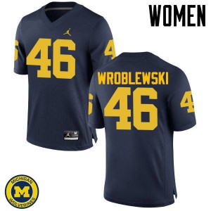 Womens Wolverines #46 Michael Wroblewski Navy High School Jerseys 879400-145