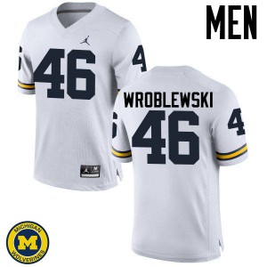 Men Michigan #46 Michael Wroblewski White College Jersey 308228-751