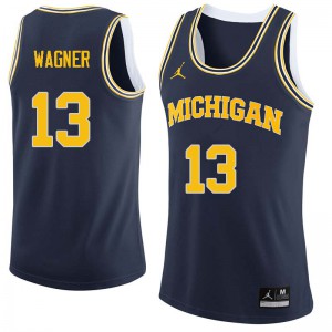 Mens Wolverines #13 Moritz Wagner Navy Stitched Jerseys 462058-193