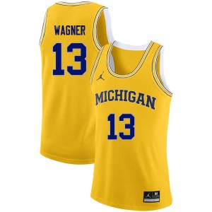 Mens University of Michigan #13 Moritz Wagner Yellow Stitch Jerseys 385006-513
