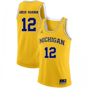 Men Michigan #12 Muhammad-Ali Abdur-Rahkman Yellow Stitch Jersey 817287-365