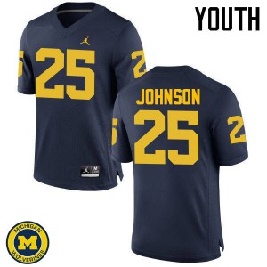 Youth Michigan #25 Nate Johnson Navy NCAA Jerseys 357438-829