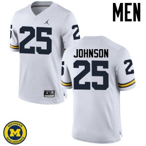 Mens Michigan #25 Nate Johnson White Stitch Jerseys 161949-657