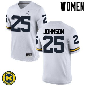 Women's Michigan #25 Nate Johnson White Stitch Jersey 530985-673