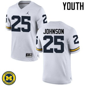 Youth Michigan Wolverines #25 Nate Johnson White Official Jersey 518727-305