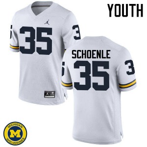 Youth Michigan #35 Nate Schoenle White Embroidery Jerseys 247948-185