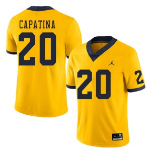 Men's Wolverines #20 Nicholas Capatina Yellow Official Jerseys 568002-644