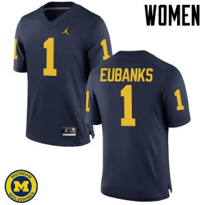 Women's Wolverines #1 Nick Eubanks Navy Football Jersey 556337-105