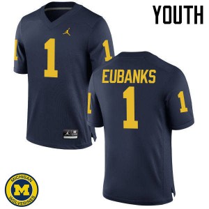 Youth Wolverines #1 Nick Eubanks Navy Football Jersey 825954-980