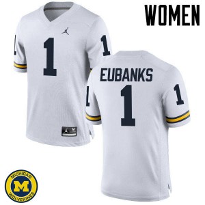 Women Michigan Wolverines #1 Nick Eubanks White NCAA Jersey 539252-832