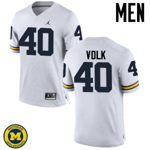 Mens University of Michigan #40 Nick Volk White Embroidery Jersey 283941-537