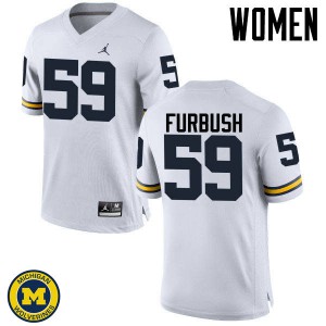 Women Michigan #59 Noah Furbush White Stitch Jerseys 212239-665