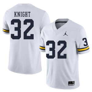 Men's University of Michigan #32 Nolan Knight White Official Jersey 630714-670
