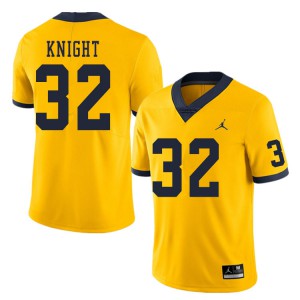Men University of Michigan #32 Nolan Knight Yellow Alumni Jersey 634885-752