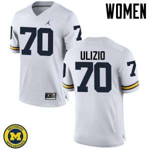 Women Michigan Wolverines #70 Nolan Ulizio White Embroidery Jersey 248404-640