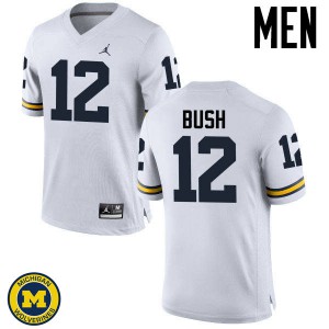 Men's Michigan #12 Peter Bush White Stitched Jersey 727630-570