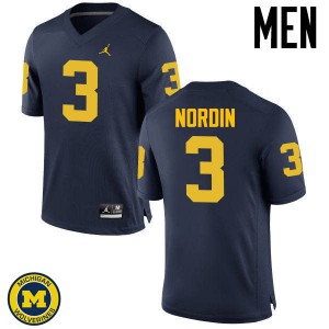 Mens Michigan Wolverines #3 Quinn Nordin Navy University Jerseys 106257-505
