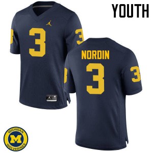 Youth University of Michigan #3 Quinn Nordin Navy College Jersey 794267-255