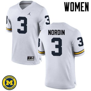 Womens Michigan Wolverines #3 Quinn Nordin White High School Jerseys 301799-778