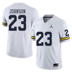 Mens Michigan #23 Quinten Johnson White Official Jerseys 498996-775