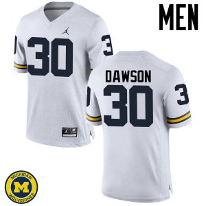 Men Wolverines #30 Reon Dawson White University Jerseys 391396-772