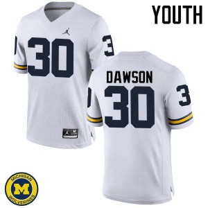 Youth Michigan #30 Reon Dawson White College Jersey 338301-389