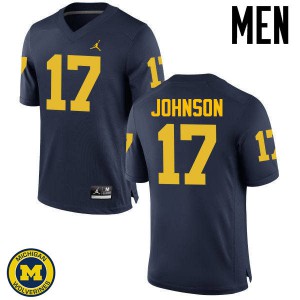 Men Wolverines #17 Ron Johnson Navy College Jersey 145011-588