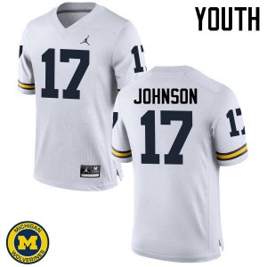 Youth Wolverines #17 Ron Johnson White Stitch Jersey 635573-343