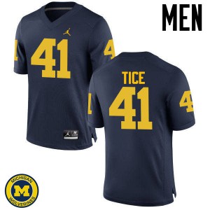 Men's Michigan Wolverines #41 Ryan Tice Navy High School Jerseys 667802-796
